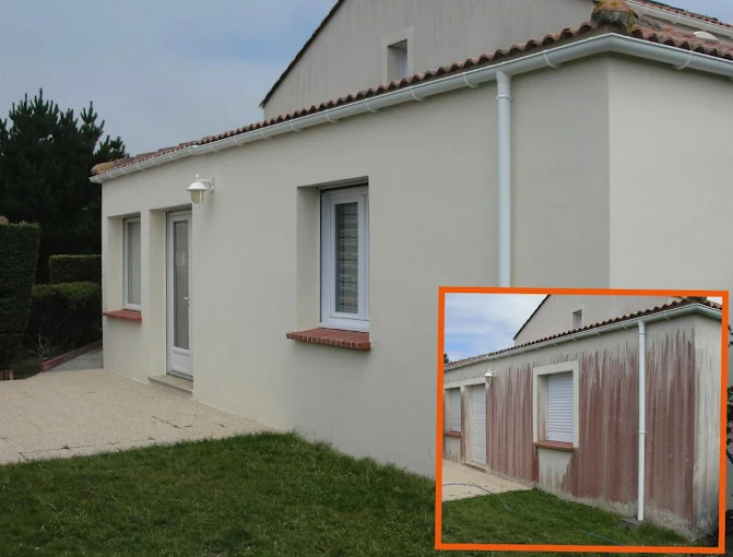 Photo avant/après de la rénovation de peinture complète d'une maison à La Rochelle - Winter Peinture Couverture
